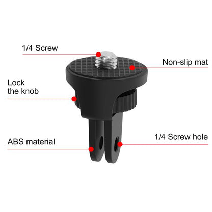 PULUZ 1/4 inch Screw Adjustable ABS Action Camera Tripod Adapter (Black) - Connection Mount by PULUZ | Online Shopping UK | buy2fix
