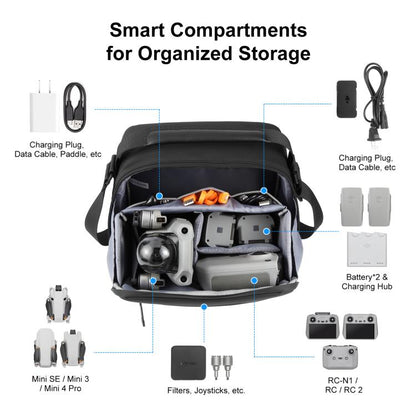 PULUZ Portable Carry Bag Single Shoulder Storage Bag for DJI Mini Series Drone / DJI Osmo Pocket Series (Black) - Carry Cases & Bags by PULUZ | Online Shopping UK | buy2fix