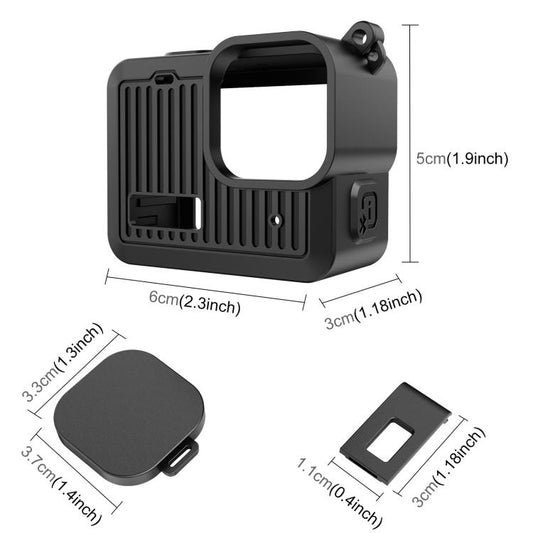 For GoPro HERO 4K 2024 PULUZ Silicone Protective Case Side Interface Cover with Wrist Strap & Lens Cover (Black) - Silicone Cases by PULUZ | Online Shopping UK | buy2fix