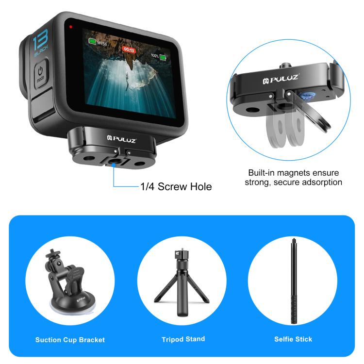 For GoPro HERO13 Black PULUZ Magnetic Quick Release Metal Base (Black) - Connection Mount by PULUZ | Online Shopping UK | buy2fix