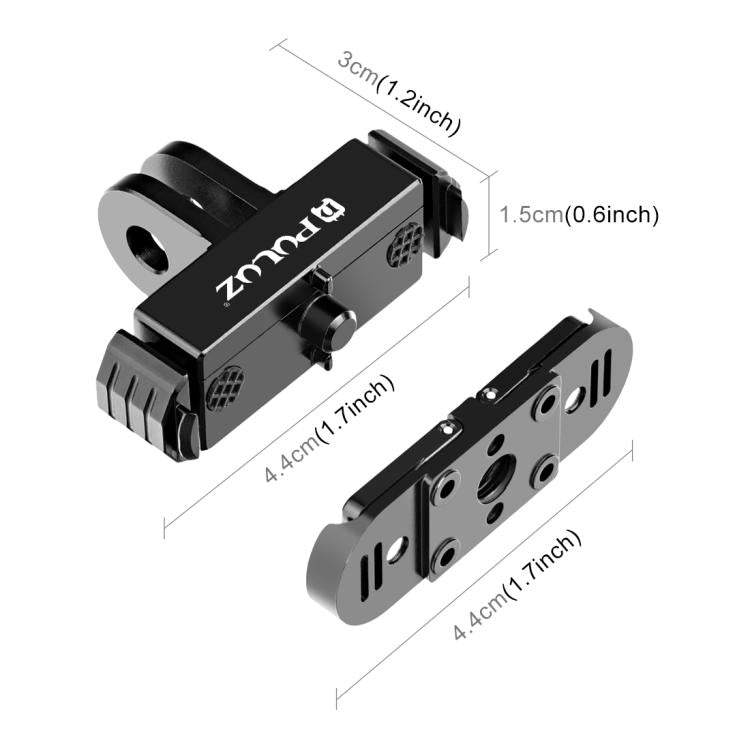 PULUZ Quick Release Magnetic Folding Finger Base Mount for GoPro HERO12 Black /11 Black /11 Black mini /10 Black /9 Black /8 Black / Max (Black) - Connection Mount by PULUZ | Online Shopping UK | buy2fix