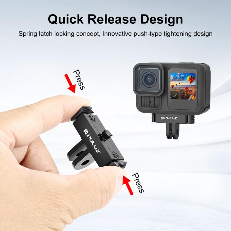 PULUZ Quick Release Magnetic Folding Finger Base Mount for GoPro HERO12 Black /11 Black /11 Black mini /10 Black /9 Black /8 Black / Max (Black) - Connection Mount by PULUZ | Online Shopping UK | buy2fix