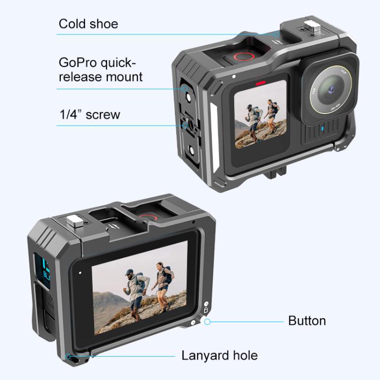 For GoPro HERO13 Black /12 Black /11 Black /10 Black /9 Black PULUZ Metal Camera Cage (Black) - Metal Cases by PULUZ | Online Shopping UK | buy2fix