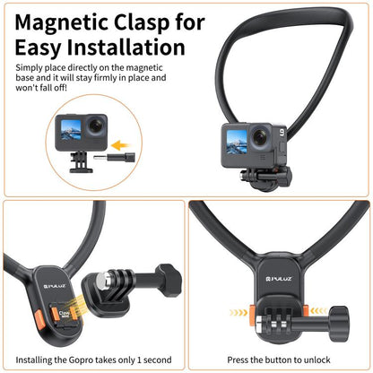 PULUZ Lazy Neck Bracket Magnetic Quick Release POV View Mount (Black) - Holder by PULUZ | Online Shopping UK | buy2fix