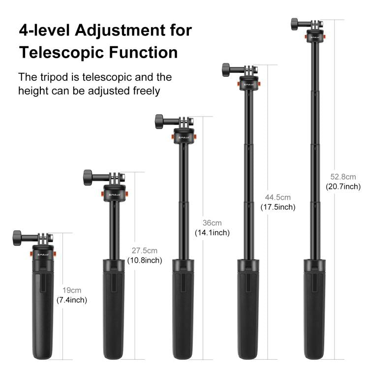 PULUZ Mini Magnetic Quick Release Selfie Stick Tripod (Black) - Holder by PULUZ | Online Shopping UK | buy2fix