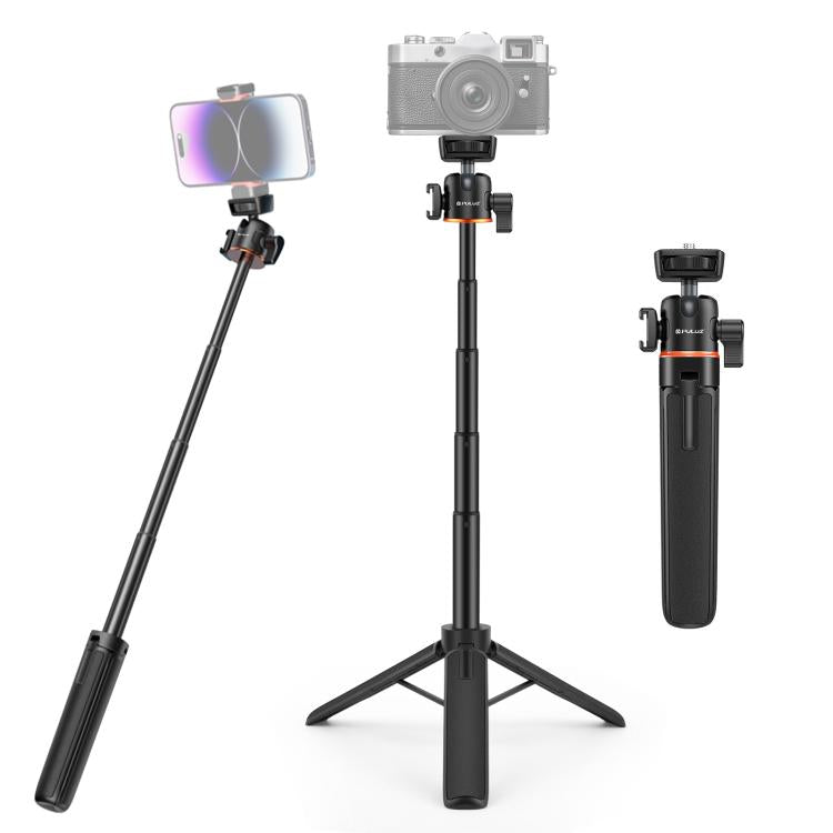 PULUZ Mini Phone Camera Extension Tripod Stand 360 Degree Ball Head Cold Shoe Selfie Stick (Black) - Holder by PULUZ | Online Shopping UK | buy2fix