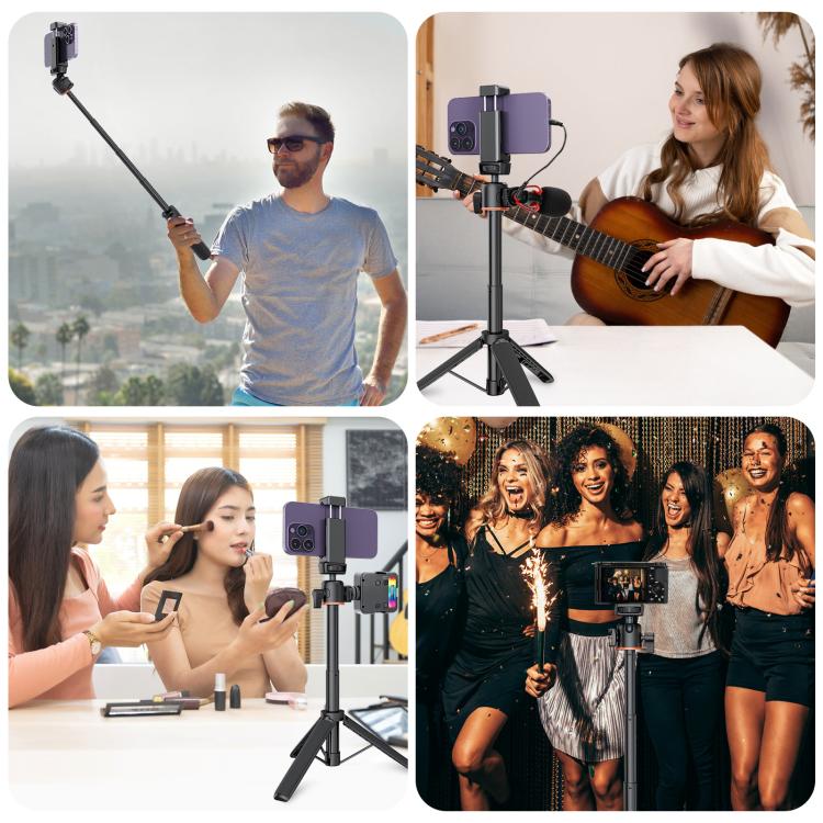 PULUZ Mini Phone Camera Extension Tripod Stand 360 Degree Ball Head Cold Shoe Selfie Stick (Black) - Holder by PULUZ | Online Shopping UK | buy2fix