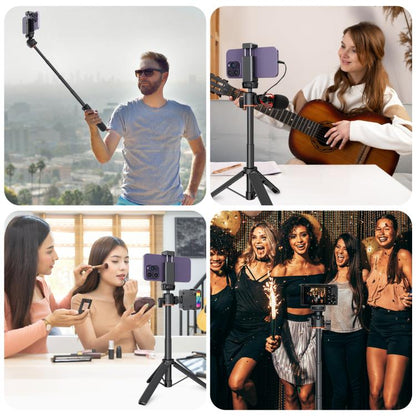 PULUZ Mini Phone Camera Extension Tripod Stand 360 Degree Ball Head Cold Shoe Selfie Stick (Black) - Holder by PULUZ | Online Shopping UK | buy2fix
