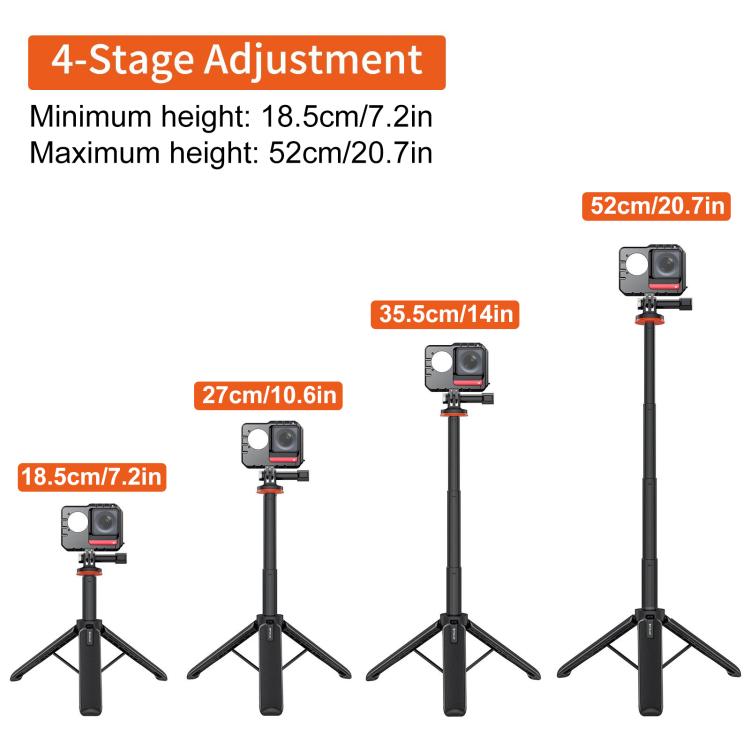 PULUZ Action Camera Extension Tripod Selfie Stick Stand for GoPro (Black) - Holder by PULUZ | Online Shopping UK | buy2fix