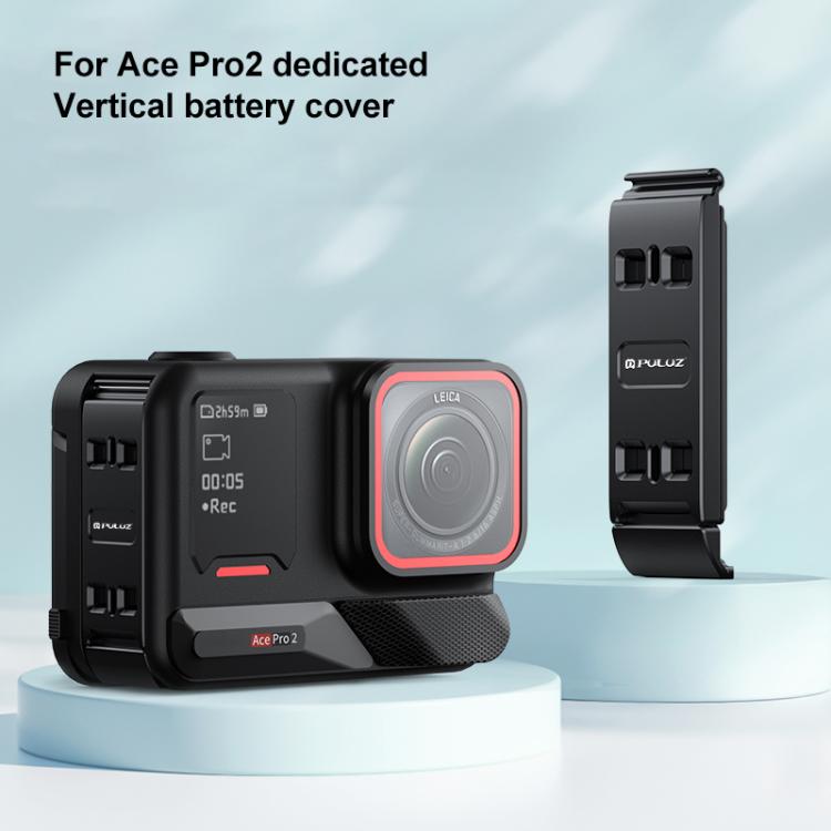 PULUZ Aluminum Alloy Vertical Shooting Magnetic Quick-release Battery Side Interface Cover for Insta360 Ace Pro 2 (Black) - Others by PULUZ | Online Shopping UK | buy2fix