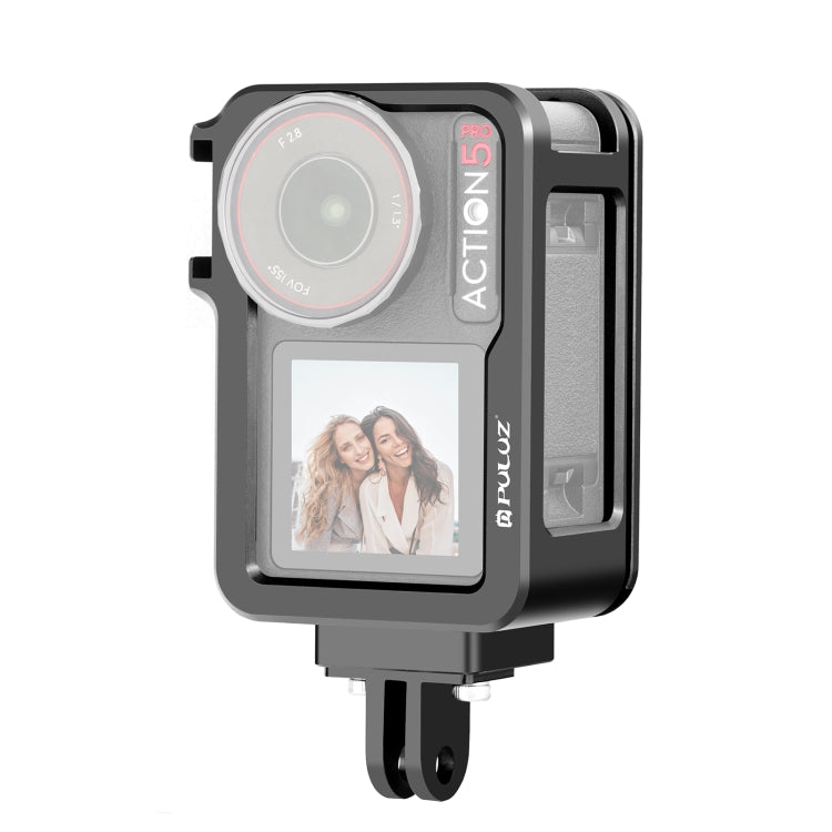 For DJI Osmo Action 5 Pro / 4 / 3 PULUZ Metal Cage Expansion Adapter Frame with Cold Shoe (Black) - Protection Frame by PULUZ | Online Shopping UK | buy2fix