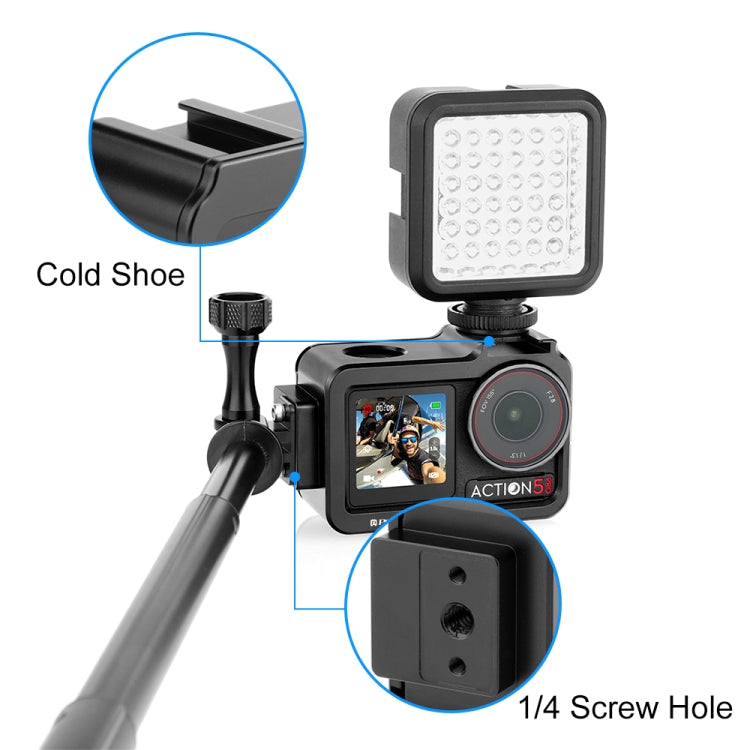 For DJI Osmo Action 5 Pro / 4 / 3 PULUZ Metal Cage Expansion Adapter Frame with Cold Shoe (Black) - Protection Frame by PULUZ | Online Shopping UK | buy2fix