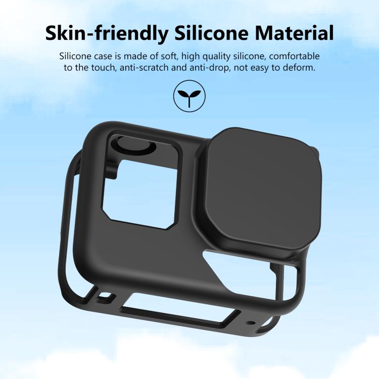For Insta360 Ace Pro 2 PULUZ Body Silicone Protective Case with Lens Cap & Strap (Black) - Case & Bags by PULUZ | Online Shopping UK | buy2fix