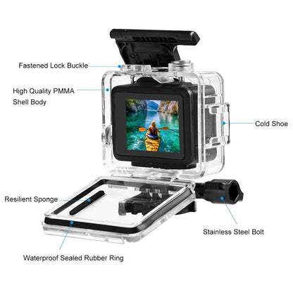 For GoPro HERO 4K 2024 PULUZ 60m / 196ft Waterproof Housing Protective Case with Buckle Basic Mount & Screw (Transparent) - Waterproof Cases by PULUZ | Online Shopping UK | buy2fix