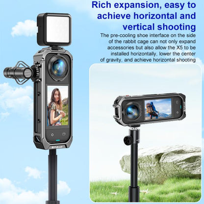 For Insta360 X5 PULUZ Aluminum Alloy Protective Cage Rig Expand Cold Shoe Housing Frame (Grey) - Mount & Holder by PULUZ | Online Shopping UK | buy2fix