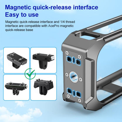 For Insta360 X5 PULUZ Aluminum Alloy Protective Cage Rig Expand Cold Shoe Housing Frame (Grey) - Mount & Holder by PULUZ | Online Shopping UK | buy2fix