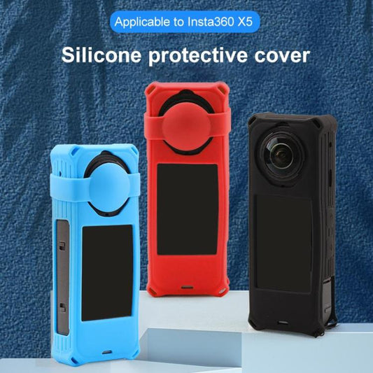 For Insta360 X5 PULUZ Silicone Protective Case with Lens Cover (Blue) - Case & Bags by PULUZ | Online Shopping UK | buy2fix
