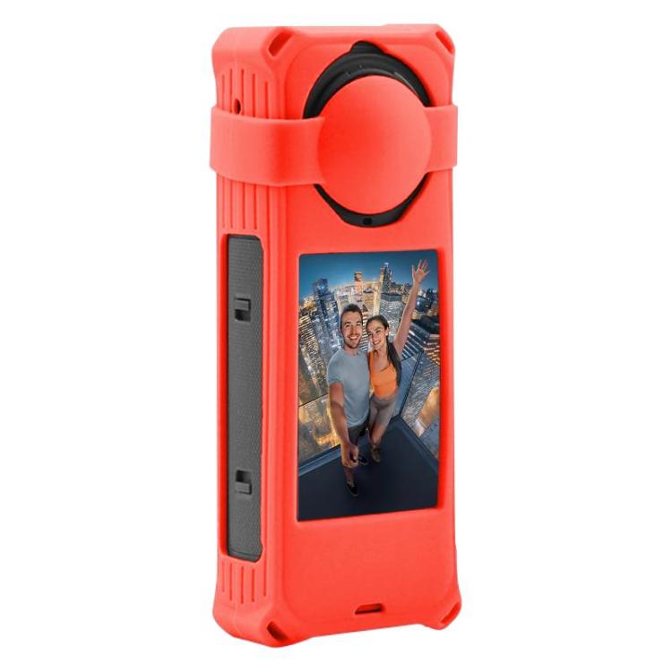 For Insta360 X5 PULUZ Silicone Protective Case with Lens Cover (Red) - Case & Bags by PULUZ | Online Shopping UK | buy2fix