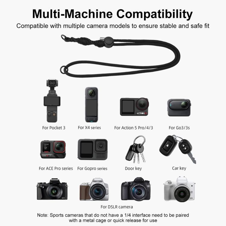 PULUZ Sports Camera Lanyard Long Adjustable Anti-lost Rope for DJI OSMO Pocket 3 / Insta360 X5 (Black) -  by PULUZ | Online Shopping UK | buy2fix