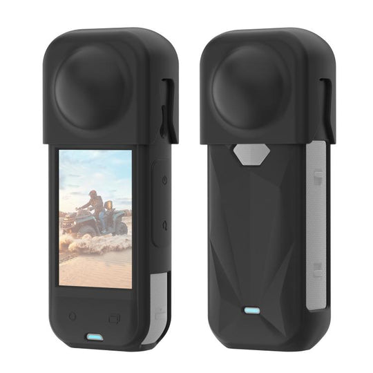 For Insta360 X5 PULUZ Silicone Protective Case with Lens Cover (Black)