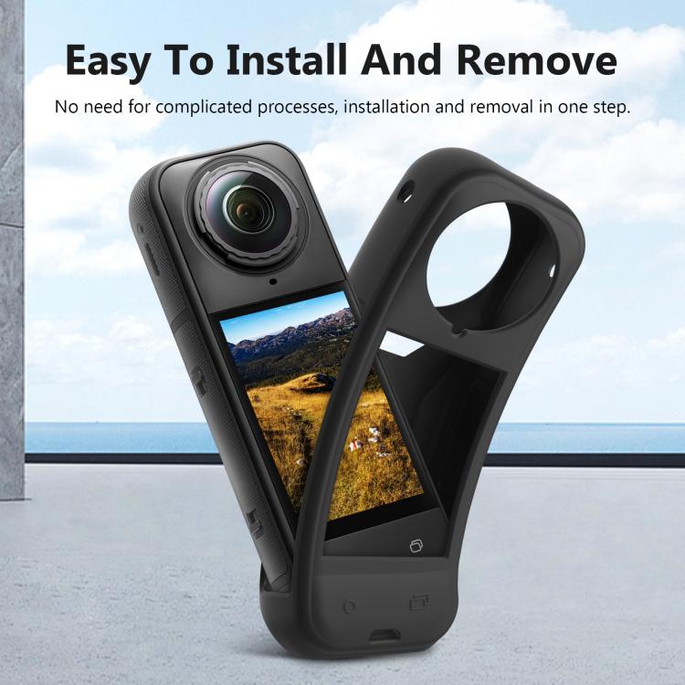 For Insta360 X5 PULUZ Silicone Protective Case with Lens Cover (Black) - Case & Bags by PULUZ | Online Shopping UK | buy2fix