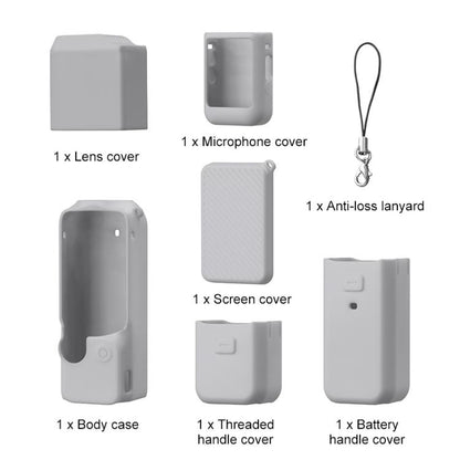 For DJI OSMO Pocket 3 PULUZ 6 in 1 Body Lens Handle Screen Mic Silicone TPU Cover (Grey) - Case & Bags by PULUZ | Online Shopping UK | buy2fix