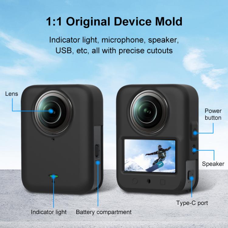 For DJI Osmo 360 PULUZ Silicone Body Protective Cover with Lens Cover (Black) - Case & Bags by PULUZ | Online Shopping UK | buy2fix