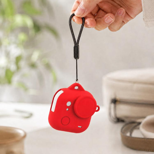 For Insta360 GO Ultra PULUZ Body Silicone Protective Cover with Lens Cap & Lanyards (Red)