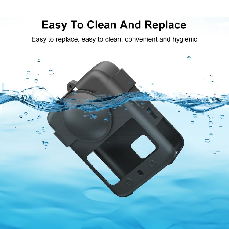 For DJI Osmo 360 PULUZ Silicone Protective Cover with Lens Cover & Lanyard (Black) - Case & Bags by PULUZ | Online Shopping UK | buy2fix