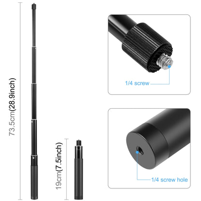 PULUZ 70cm Metal Selfie Stick Monopod with Invisible Adapter Base & Screw for Insta360 One RS / X2 / X3 / DJI Osmo 360 - Self Monopod Grip by PULUZ | Online Shopping UK | buy2fix