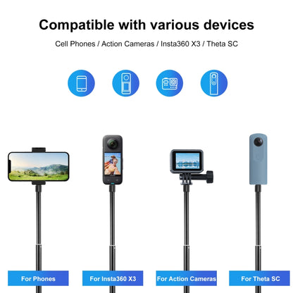 PULUZ 70cm Metal Selfie Stick Monopod with Invisible Adapter Base & Screw for Insta360 One RS / X2 / X3 / DJI Osmo 360 - Self Monopod Grip by PULUZ | Online Shopping UK | buy2fix