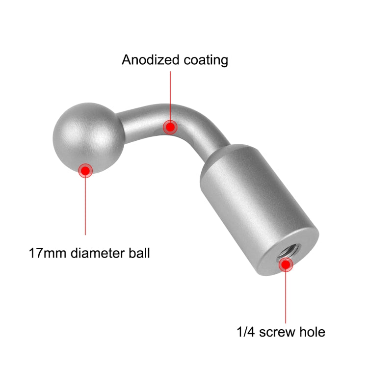PULUZ Aluminum Alloy 17mm Ball Head Bracket Base Adapter (Silver) - Hand-Sticking Bracket by PULUZ | Online Shopping UK | buy2fix
