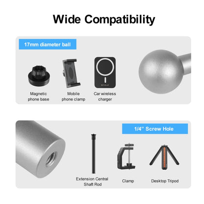 PULUZ Aluminum Alloy 17mm Ball Head Bracket Base Adapter (Silver) - Hand-Sticking Bracket by PULUZ | Online Shopping UK | buy2fix