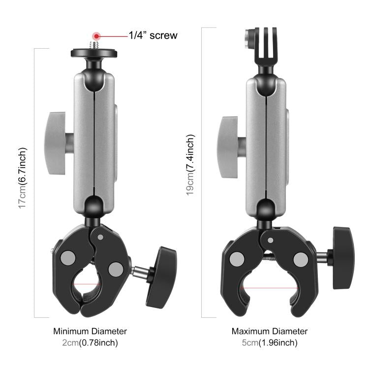 PULUZ Motorcycle Crab Pliers Clip Arm Mount with Mount Adapter & Long Screw (Black) - Helmet Mount by PULUZ | Online Shopping UK | buy2fix