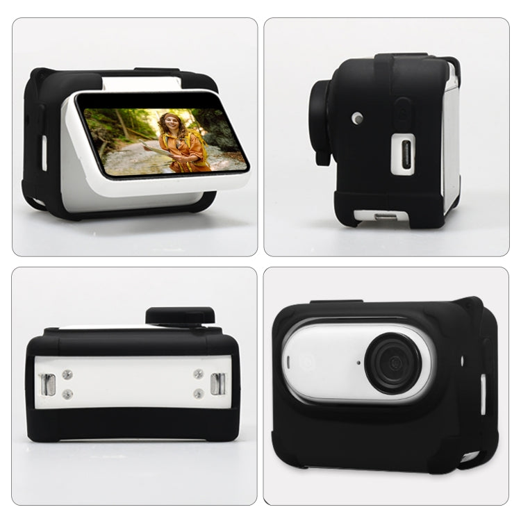For Insta360 GO 3 PULUZ Camera Charging Case Silicone Case with Lens Cap & Strap (Black) - Case & Bags by PULUZ | Online Shopping UK | buy2fix