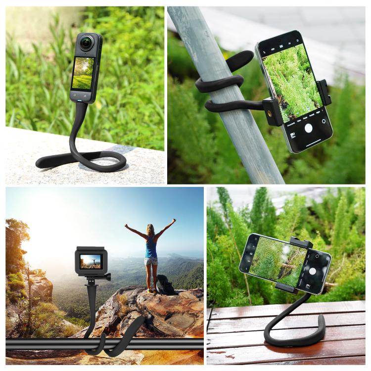 PULUZ Silicone Flexible Clip Mount Holder with Phone Clamp for Phones / GoPro (Black) - Lazy Bracket by PULUZ | Online Shopping UK | buy2fix