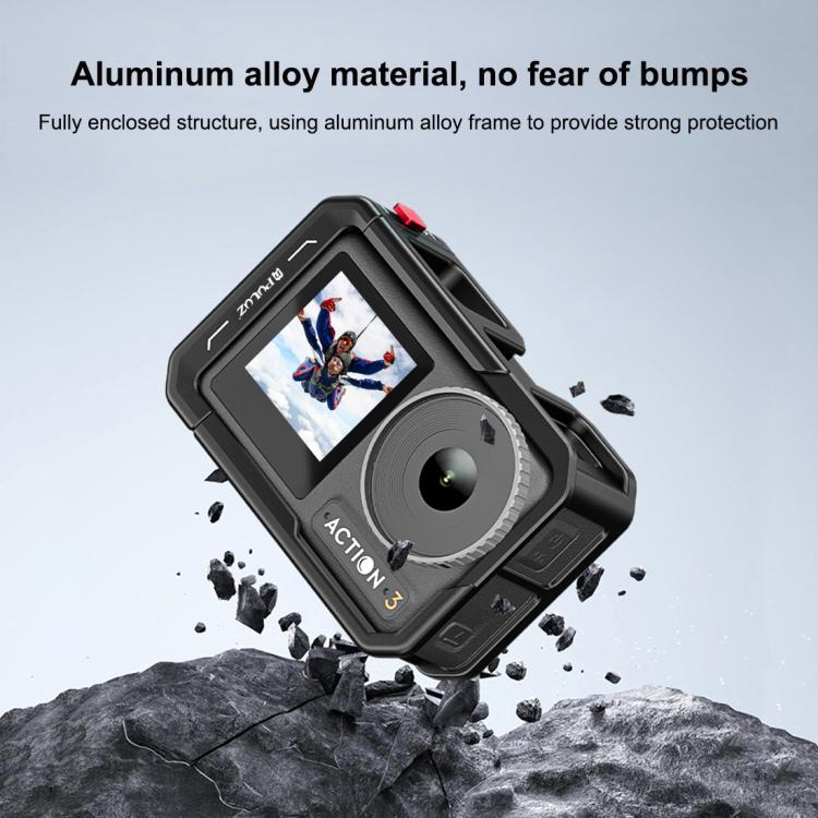 For DJI Osmo Action 5 Pro / 4 / 3 PULUZ All-inclusive Aluminum Alloy Cage Expansion Adapter Frame with Lens Cover (Black) - Protection Frame by PULUZ | Online Shopping UK | buy2fix