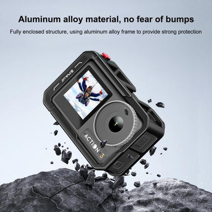 For DJI Osmo Action 5 Pro / 4 / 3 PULUZ All-inclusive Aluminum Alloy Cage Expansion Adapter Frame with Lens Cover (Black) - Protection Frame by PULUZ | Online Shopping UK | buy2fix