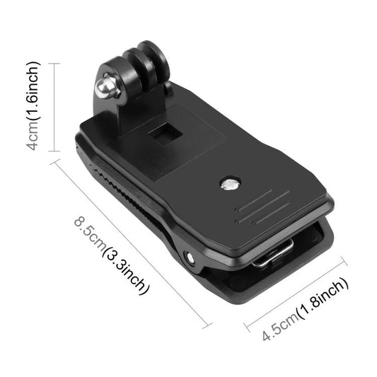 PULUZ 4 in 1 360 Degree Rotating Backpack Hat QR Clip Rec-mounts with Phone Clamp Kit - Backpack Clip by PULUZ | Online Shopping UK | buy2fix