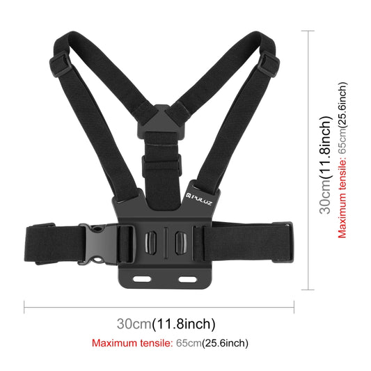 PULUZ 5 in 1 Adjustable Body Mount Belt Chest Strap with Phone Clamp & J Hook Mount & Long Screw Kit by PULUZ
