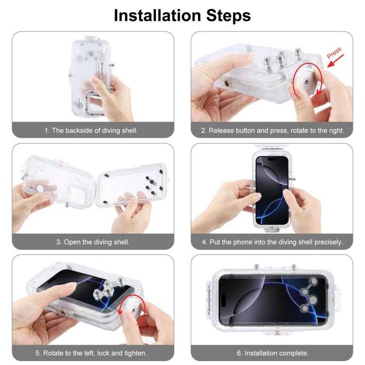 For iPhone 16 Pro PULUZ 40m/130ft Waterproof Diving Case Photo Video Taking Underwater Housing Cover (Transparent) - iPhone 16 Pro Cases by PULUZ | Online Shopping UK | buy2fix