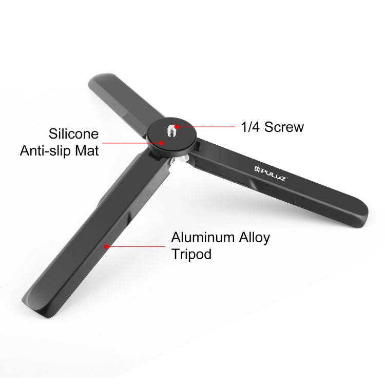 For DJI Osmo Pocket 3 / Insta360 X4 PULUZ Aluminum Alloy Metal Tripod (Black) - Mount & Holder by PULUZ | Online Shopping UK | buy2fix