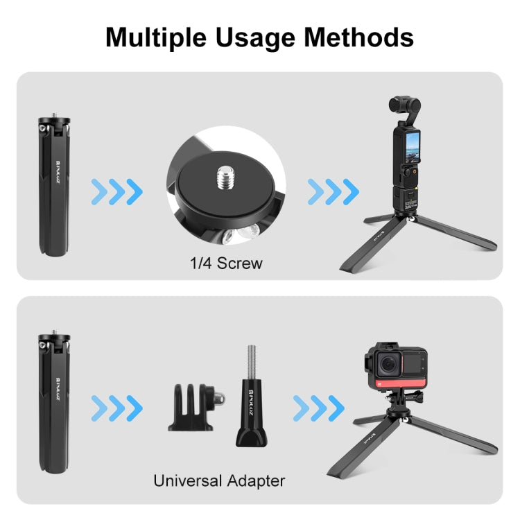 For DJI Osmo Pocket 3 / Insta360 X4 PULUZ Aluminum Alloy Metal Tripod (Black) - Mount & Holder by PULUZ | Online Shopping UK | buy2fix