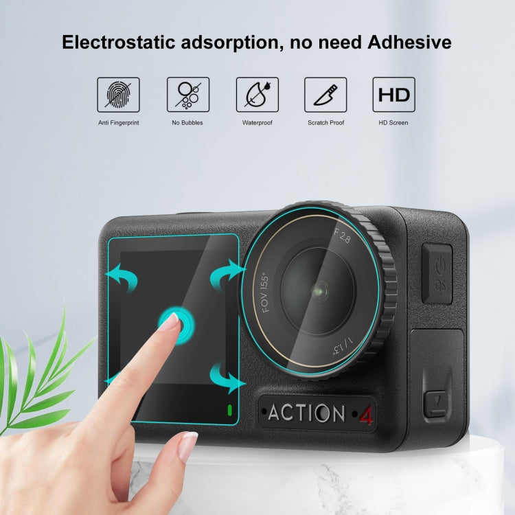 For DJI Osmo Action 4 PULUZ 3-in-1 Lens Front and Back Screen Tempered Glass Explosion-proof Film (Transparent) - Protective Film & Stickers by PULUZ | Online Shopping UK | buy2fix
