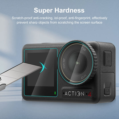 For DJI Osmo Action 4 PULUZ 3-in-1 Lens Front and Back Screen Tempered Glass Explosion-proof Film (Transparent) - Protective Film & Stickers by PULUZ | Online Shopping UK | buy2fix