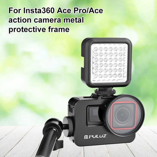 For Insta360 Ace Pro / Ace PULUZ Metal Cage Adapter Frame with 52mm UV Filter & Adapter Ring (Black) by PULUZ