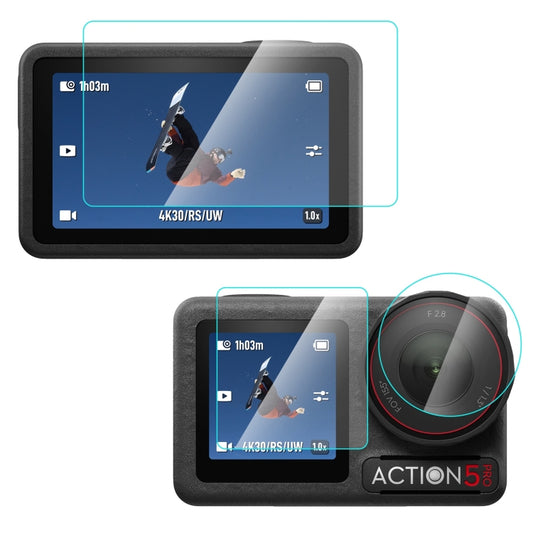 For DJI Osmo Action 5 Pro PULUZ 3-in-1 Lens Front and Back Screen Tempered Glass Explosion-proof Film (Transparent) - Protective Film & Stickers by PULUZ | Online Shopping UK | buy2fix