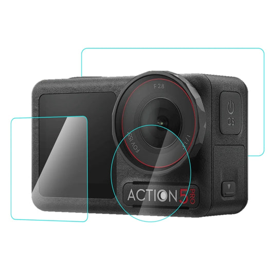 For DJI Osmo Action 5 Pro PULUZ 3-in-1 Lens Front and Back Screen Tempered Glass Explosion-proof Film (Transparent) - Protective Film & Stickers by PULUZ | Online Shopping UK | buy2fix