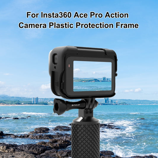 For Insta360 Ace Pro PULUZ Plastic Cage Expansion Adapter Frame with Cold Shoe Base (Black) - Mount & Holder by PULUZ | Online Shopping UK | buy2fix