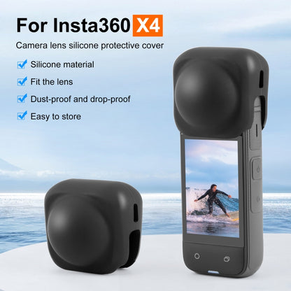 For Insta360 X4 / X5 PULUZ Silicone Protective  Lens Cover (Black) - Len Accessories by PULUZ | Online Shopping UK | buy2fix
